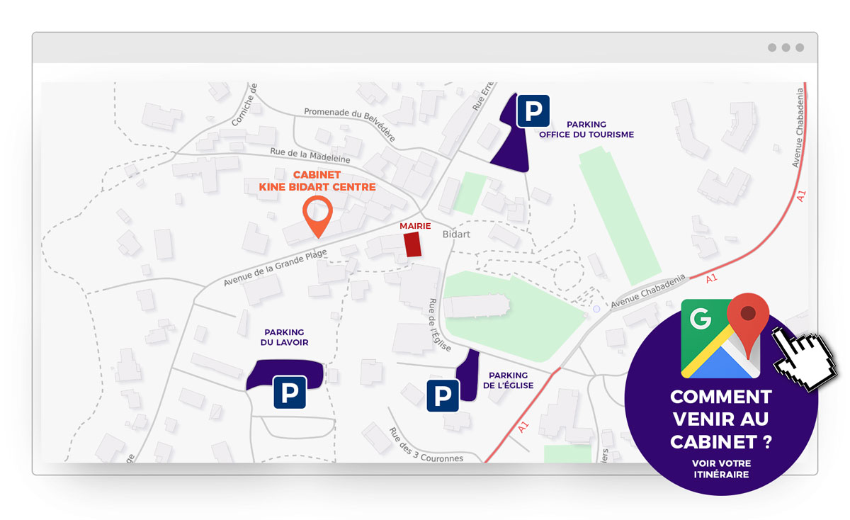 kiné bidart centre plan accés